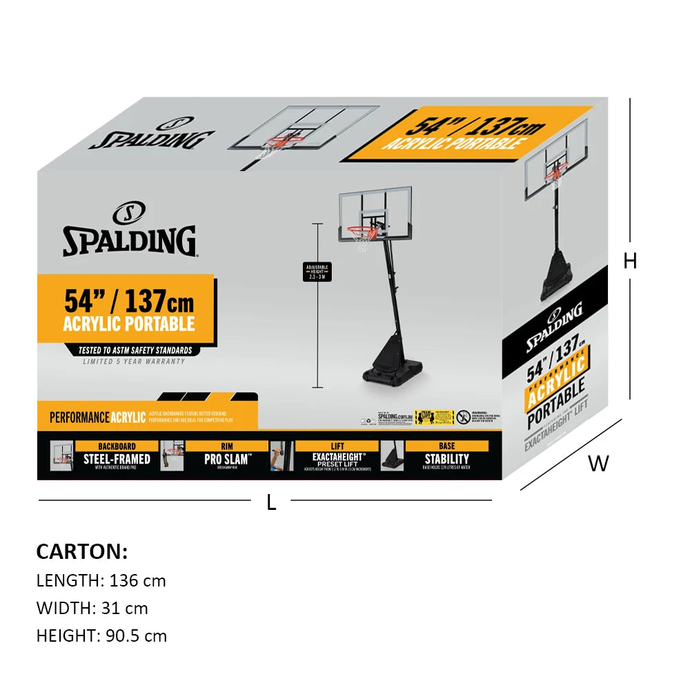 Spalding Portable System - 54in Acrylic (Exactaheight Lift)